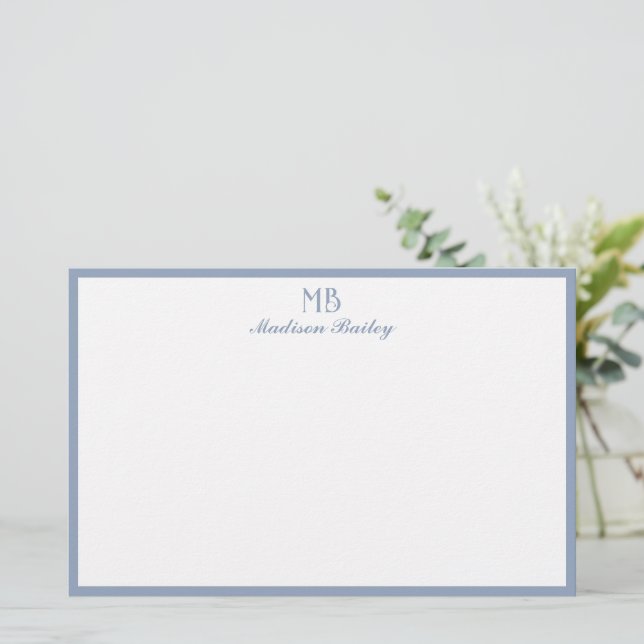 Monogram dekorativ typografi | Dusty Blue Brevpapper (Stående Fram)