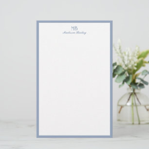Monogram dekorativ typografi Dusty Blue Porträtt Brevpapper