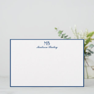 Monogram dekorativ typografi, marin blå Gräns Brevpapper
