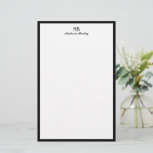 Monogram dekorativ typografi svart Gräns Brevpapper