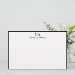 Monogram dekorativ typografi svart Gräns Brevpapper