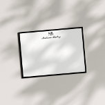 Monogram dekorativ typografi | Svartvitt Anteckningskort<br><div class="desc">Ett modernt och elegant anteckningskort designat med rent svart gräns,  ett dekorativt typografiskt monogram och ett klassiskt serif-teckensnitt.</div>