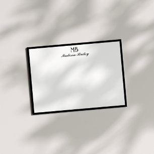 Monogram dekorativ typografi   Svartvitt Anteckningskort