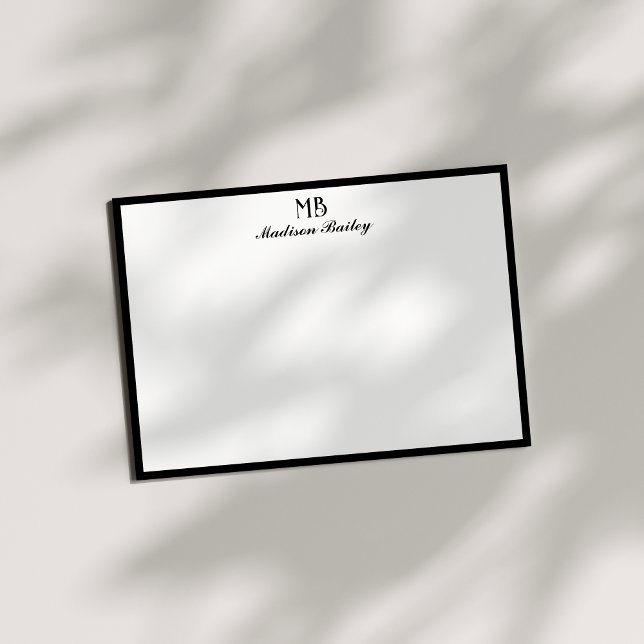 Monogram dekorativ typografi | Svartvitt Anteckningskort (Skapare uppladdad)
