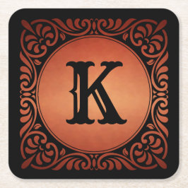 Monogram Dekorativ Underlägg Papper Kvadrat