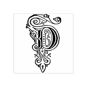 Monogram dekorativ Vintage, initialt Brev D Stämpel