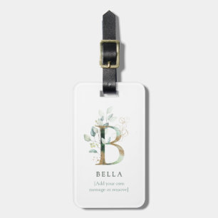 Monogram Den botaniska Chicen Namn Guld Brev B Bagagebricka