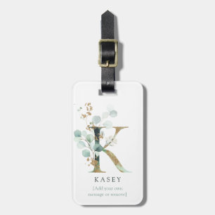 Monogram Den botaniska Chicen Namn Guld Brev K Bagagebricka
