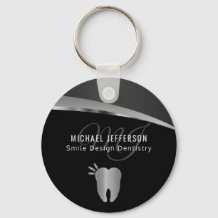 Monogram Dentist Office - Black and Silver Grått Nyckelring