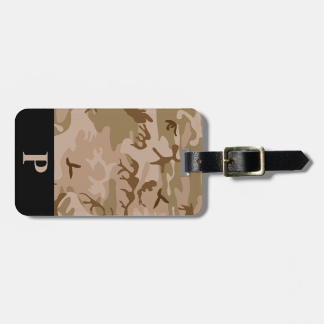 Monogram Desert Military Camo Camouflage Black Bagagebricka (Horisontell Framsida)
