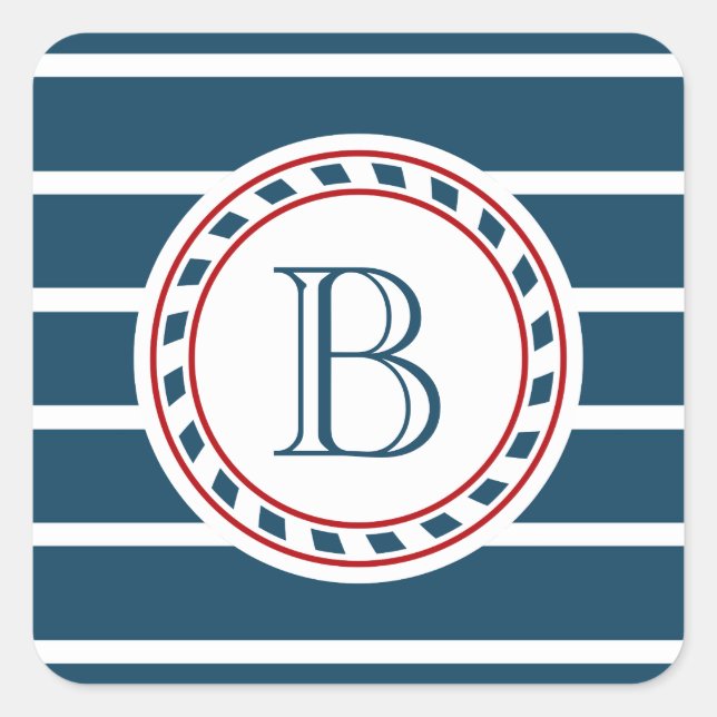 Monogram design fyrkantigt klistermärke (Framsida)