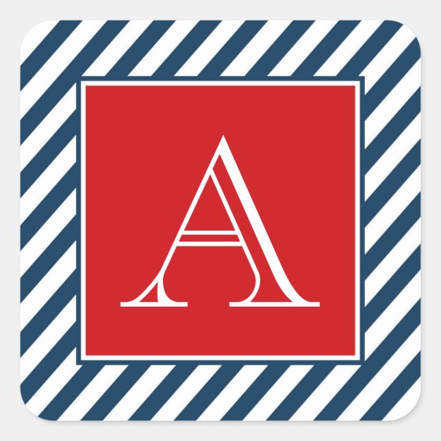 Monogram design fyrkantigt klistermärke (Framsida)