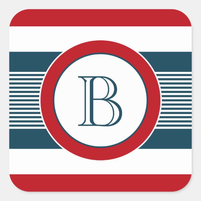 Monogram design fyrkantigt klistermärke (Framsida)