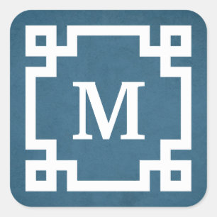 Monogram design fyrkantigt klistermärke