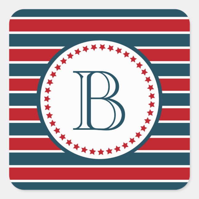 Monogram design fyrkantigt klistermärke (Framsida)