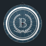 Monogram design piltavla<br><div class="desc">Monogramdesign med dekoration av lagrets andedräkt i rund form på blå bakgrund</div>