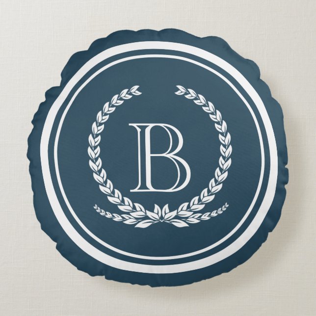 Monogram design rund kudde (Framsidan)