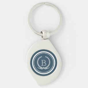 Monogram design swirl silverfärgad nyckelring