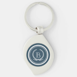 Monogram design swirl silverfärgad nyckelring