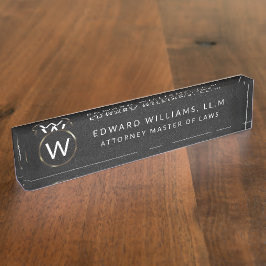 Monogram Desk Namn Platt för Business Professionel