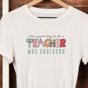 Monogram Det är en Bra dag att vara lärare T Shirt
