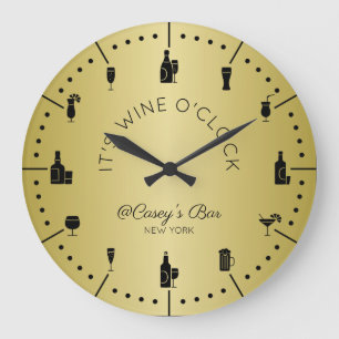 Monogram Det är Vin O’Clock Elegant Guld Black Stor Klocka