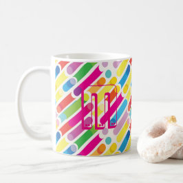 Monogram diagonalt konturdiagram i Linjer Mönster Kaffemugg