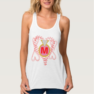 Monogram Diamond Ring Red Hearts Linne Med Racerback