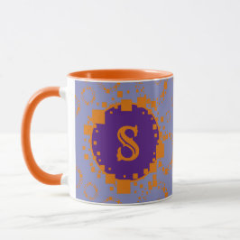 Monogram Digital Bits Art för första Lilan Orange  Mugg
