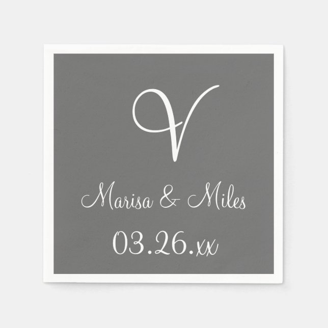 Monogram Dim Grått Basic Solid Färg Pappra blöjor Pappersservett (Framsidan)