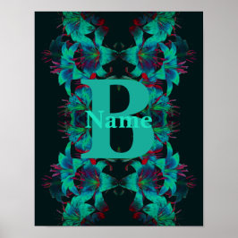 Monogram din initiala lily konst Personlig Poster