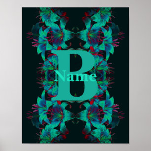Monogram din initiala lily konst Personlig Poster