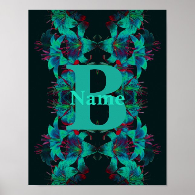 Monogram din initiala lily konst Personlig Poster (Framsidan)