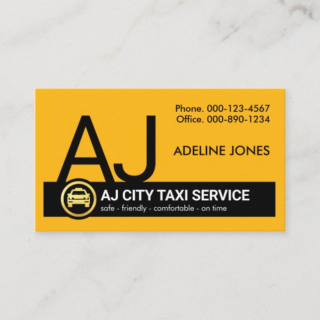 Monogram Din Taxichaufförs Namn Visitkort (Framsida)
