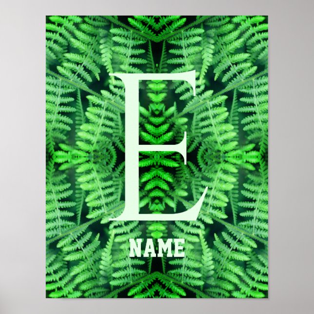 Monogram Dina Första Gröna Ormbunkar Personlig     Poster (Framsidan)