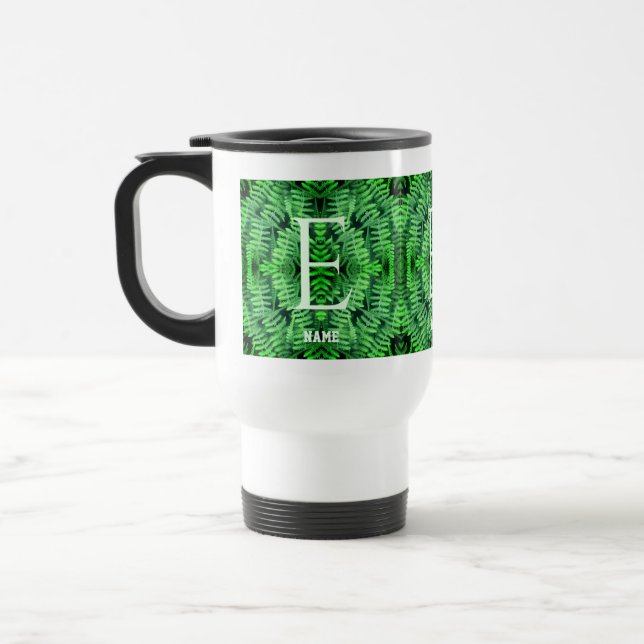 Monogram Dina Första Gröna Ormbunkar Personliga    Resemugg (Vänster)