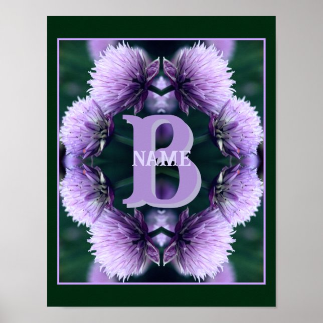 Monogram Ditt Initial Namn Allium Personlig Poster (Framsidan)