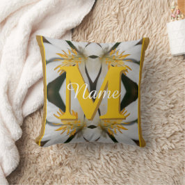 Monogram Ditt Initial Namn Blommig Personlig Kudde