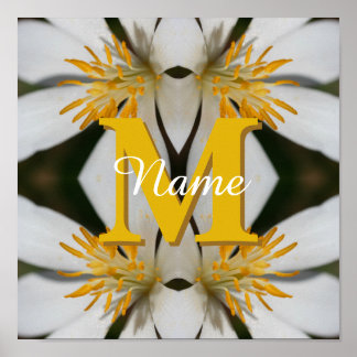 Monogram Ditt Initial Namn Blommig Personlig  Poster