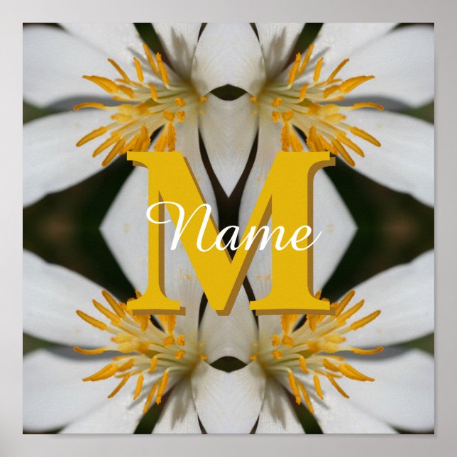 Monogram Ditt Initial Namn Blommig Personlig  Poster (Framsidan)