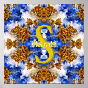 Monogram Ditt Initial Namn Färgglad Konst Anpassad Poster