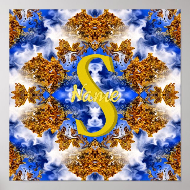 Monogram Ditt Initial Namn Färgglad Konst Anpassad Poster (Framsidan)