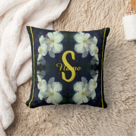 Monogram Ditt Initial Namn Klematis Blommig Konst Kudde