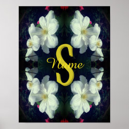 Monogram Ditt Initial Namn Klematis Blommig Konst Poster