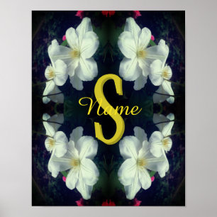 Monogram Ditt Initial Namn Klematis Blommig Konst Poster