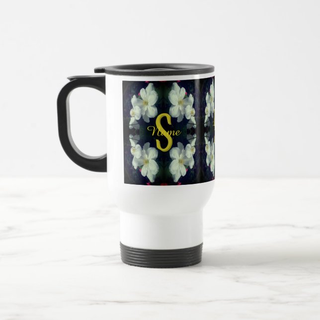 Monogram Ditt Initial Namn Klematis Blommig Konst Resemugg (Vänster)