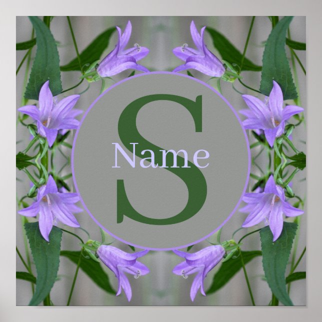 Monogram Ditt Initial Namn Lilje Blommor Poster (Framsidan)