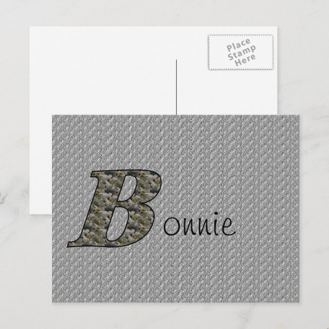 Monogram ditt namn B Hydrangea Blommigt Postcard Vykort (Fram/baksida)