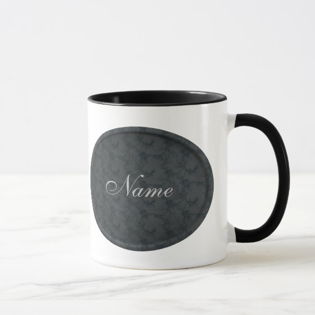 Monogram ditt namn Black Blommigt Mugg (Höger)