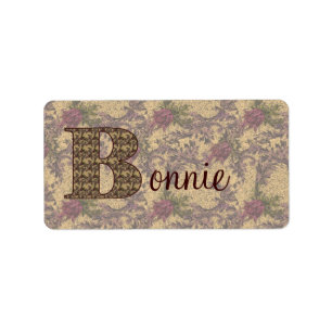 Monogram Ditt Namn Initial B Elegant Blommig Etike Adressetikett